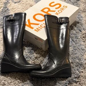 Michael Kors Shiny Black Women's Rain Boots